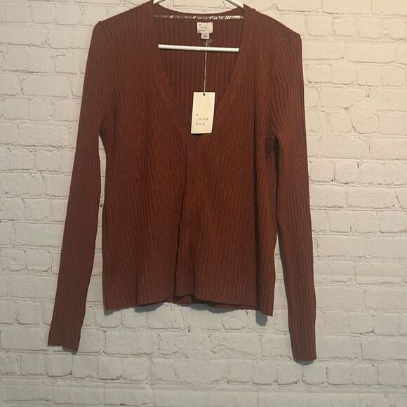 A New Day Women’s Ribbed Button-Front Sweater￼ – Size Large - Picture 1 of 2